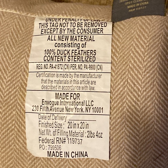 🪶EUC LACOURTE 100% Duck Feathers Decorative Pillow - Picture 4 of 11